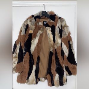 Mob Wife REVOLVE 525 America Luxe Rabbit Multi Color Fur Coat Black White Small